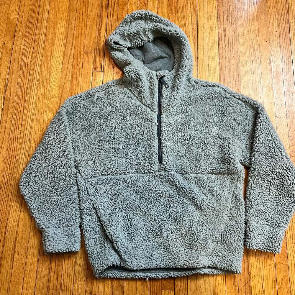 PrAna Sherpa Fleece Hoodie Womens Medium Jacket Sweatshirt Gray